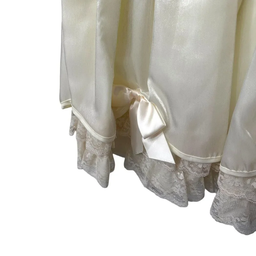 Vintage Honeybee Frilly Lace Dress Girls‎ Sz 5 Ivory Flower Girl Pageant Shimmer